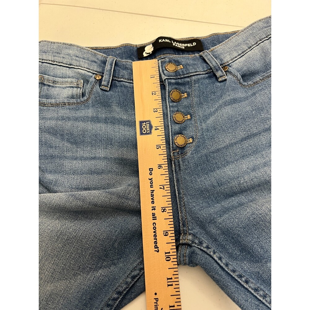 Karl Lagerfeld Paris Button Fly Raw Released Step Hem Jeans - Women's 4 - Picture 9 of 11